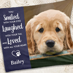 Pet Memorial Personalized Modern Dog Photo Fleece Blanket