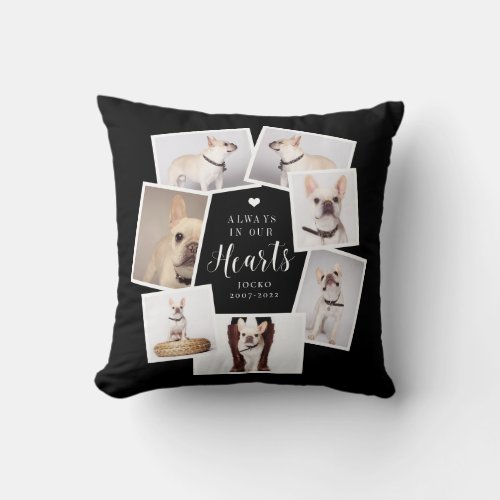 Pet Memorial Personalized Multi Photo Collage Throw Pillow