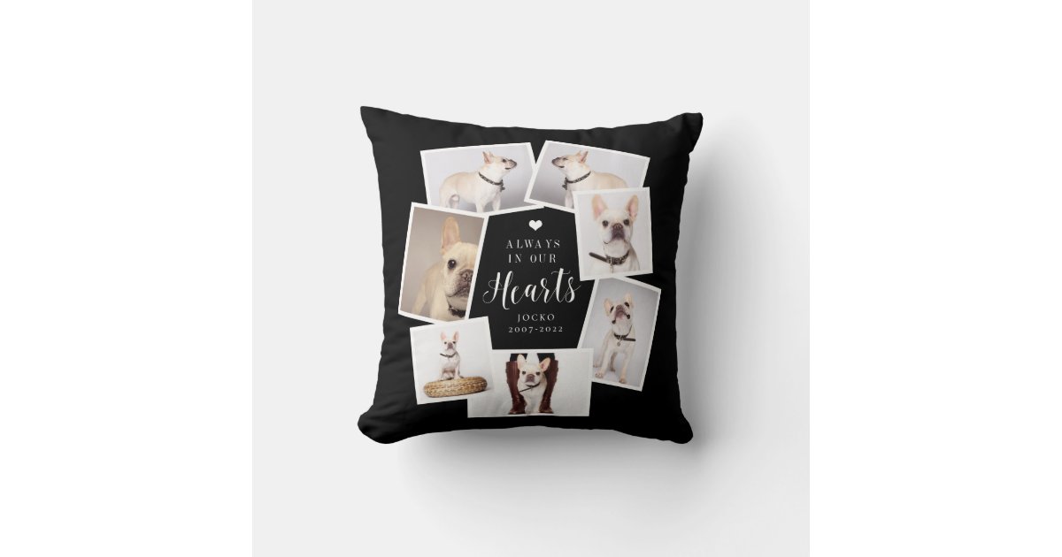 Pet Memorial Personalized Multi Photo Collage Throw Pillow | Zazzle