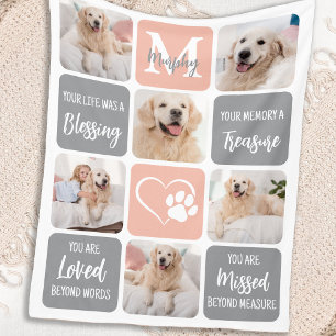 Pet Memorial Personalized Pastel Photo Collage Dog Fleece Blanket