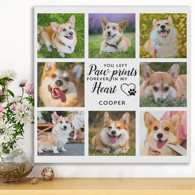Pet Memorial Personalized Paw Prints Photo Collage | Zazzle