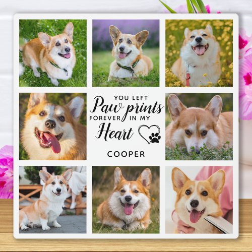 Pet Memorial Personalized Paw Prints Photo Collage Plaque