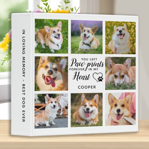 Pet Memorial Personalized Paw Prints Scrapbook 3 Ring Binder