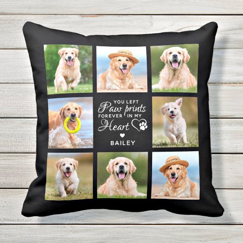 Pet Memorial Personalized Pet Loss Photo Collage Throw Pillow