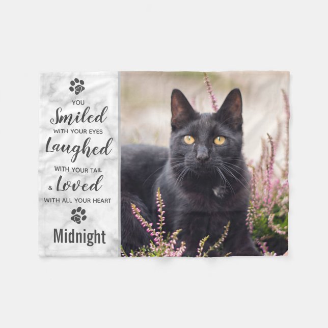 Pet Memorial Personalized Photo Cat Loss Keepsake  Fleece Blanket (Front (Horizontal))