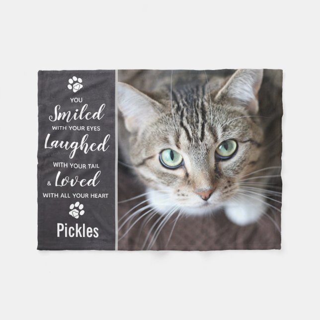Pet Memorial Personalized Photo Cat Remembrance  Fleece Blanket (Front (Horizontal))