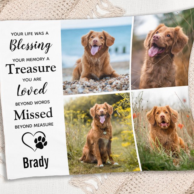 Pet Memorial Personalized Photo Collage Fleece Blanket (Creator Uploaded)