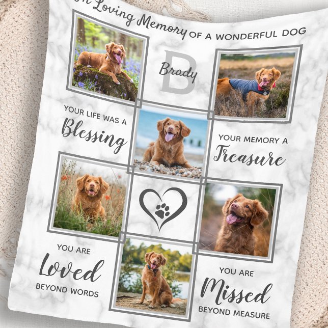 Pet Memorial Personalized Photo Collage Fleece Blanket (Creator Uploaded)