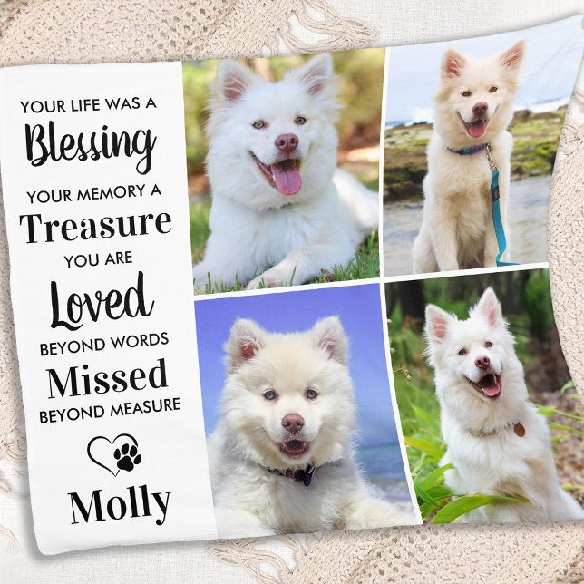 Pet Memorial Personalized Photo Collage Fleece Blanket (Creator Uploaded)