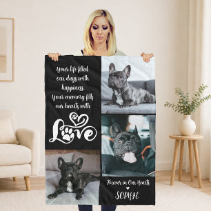 Pet Memorial Personalized Photo Collage LOVE Fleece Blanket