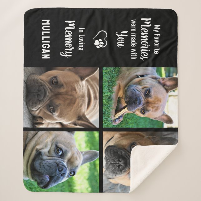 Pet Memorial Personalized Photo Collage Sherpa Blanket (Front)