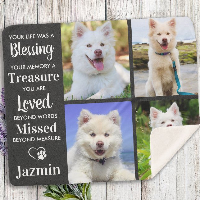Pet Memorial Personalized Photo Collage Sherpa Blanket (Creator Uploaded)