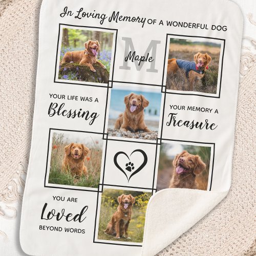 Pet Memorial Personalized Photo Loving Memory Sherpa Blanket