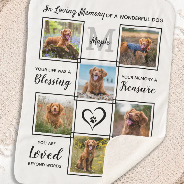 Pet Memorial Personalized Photo Loving Memory Sherpa Blanket | Zazzle
