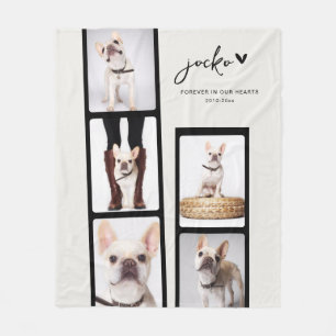 Pet Memorial Personalized Photo Strip Collage  Fleece Blanket