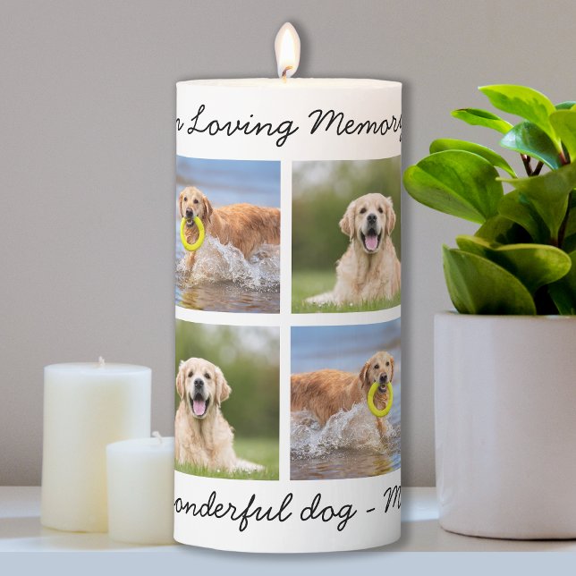 Pet Memorial Personalized Photos In Loving Memory Pillar Candle (Creator Uploaded)