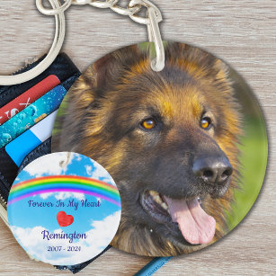 Pet Memorial Personalized Rainbow Bridge Dog Photo Keychain