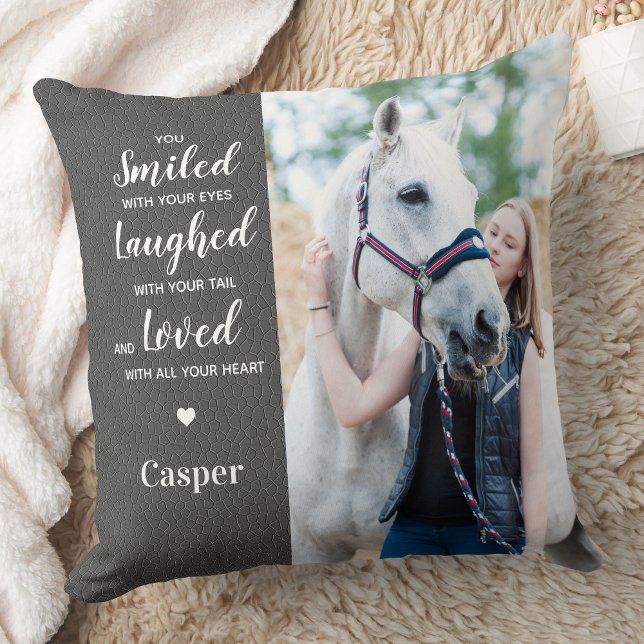 Pet Memorial Personalized Remembrance 2 Photo Throw Pillow (Creator Uploaded)