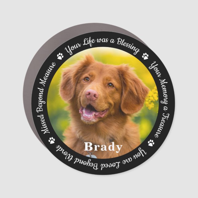 Pet Memorial Personalized Remembrance Dog Photo Car Magnet (Front)