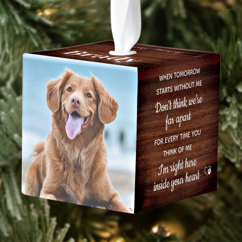 Pet Memorial Personalized Remembrance Dog Photo Cube Ornament