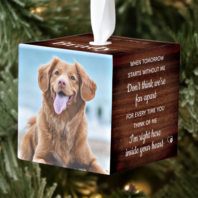 Pet Memorial Personalized Remembrance Dog Photo Cube Ornament (Creator Uploaded)