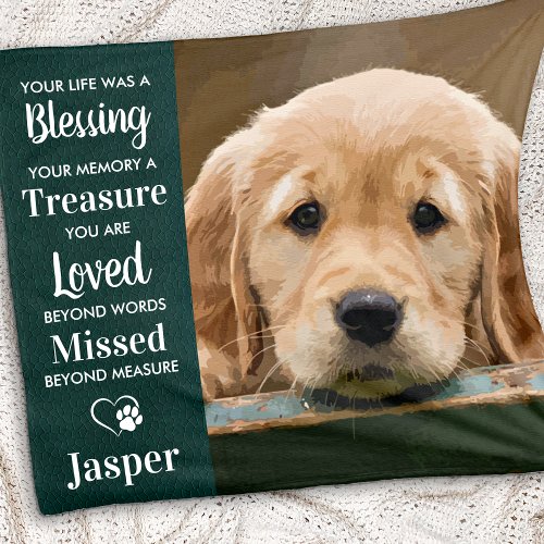 Pet Memorial Personalized Remembrance Dog Photo Fleece Blanket