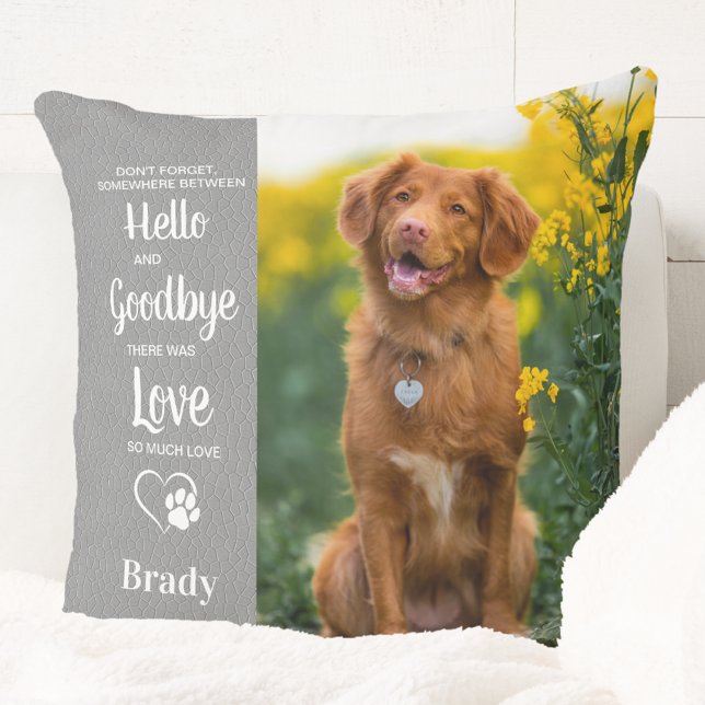 Pet Memorial Personalized Sympathy Poem Dog Photo Throw Pillow (Creator Uploaded)