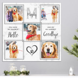 Pet Memorial Personalized Unique 5 Photo Collage Canvas Print