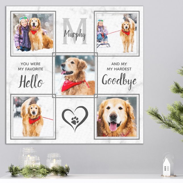 Pet Memorial Personalized Unique 5 Photo Collage Canvas Print (Creator Uploaded)