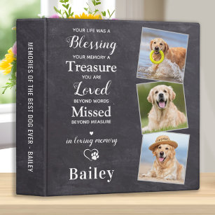 Pet Memorial Pet Loss Gift Dog Memory Photo Album 3 Ring Binder