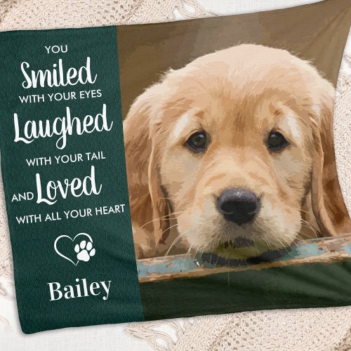 Pet Memorial Pet Loss Gift Personalised Dog Photo Fleece Blanket
