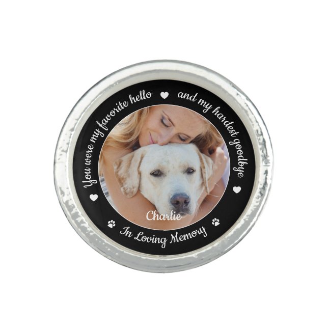 Pet Memorial Pet Loss Gift Personalized Dog Photo  Ring (Front)