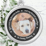 Pet Memorial Pet Loss Gift Personalized Dog Photo Silver Plated Necklace<br><div class="desc">Honor your best friend with a custom photo pet memorial necklace. This unique pet memorial necklace is the perfect gift for yourself, family or friends to pay tribute to your loved one. This dog memorial necklace features a simple black and white design with decorative script. Quote "You were my favorite...</div>