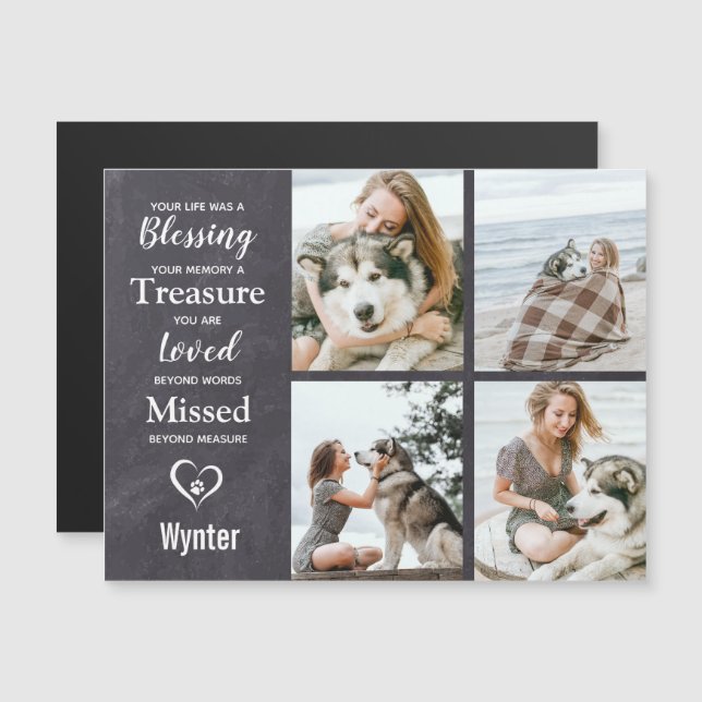Pet Memorial Pet Loss Gift Photo Collage Magnet (Front/Back)