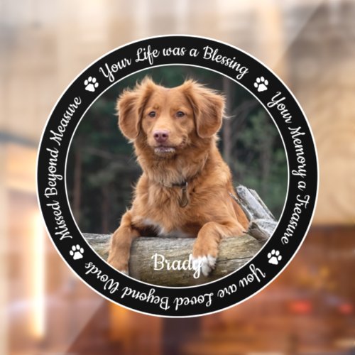 Pet Memorial Pet Loss Gift Remembrance Dog Photo Window Cling