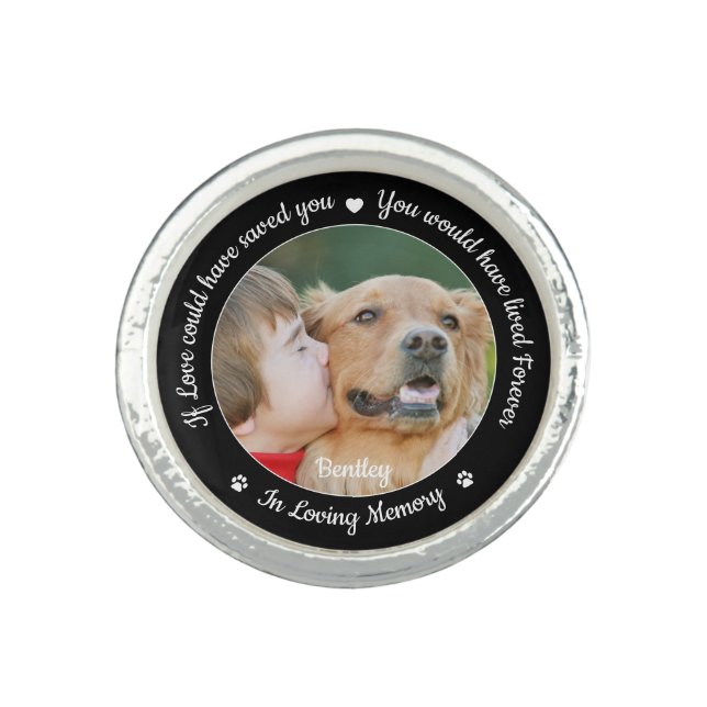 Pet Memorial Pet Loss Keepsake Custom Dog Photo  Ring (Front)