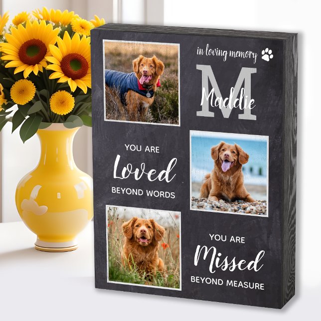 Pet Memorial Pet Loss Keepsake Dog Photo Collage Wooden Box Sign (Creator Uploaded)
