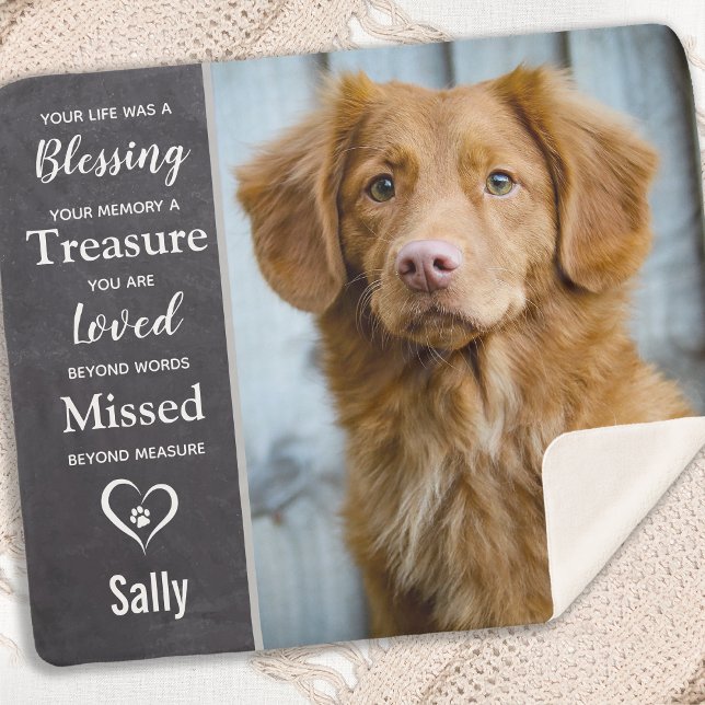Pet Memorial Pet Loss Keepsake Dog Photo Sherpa Blanket (Creator Uploaded)