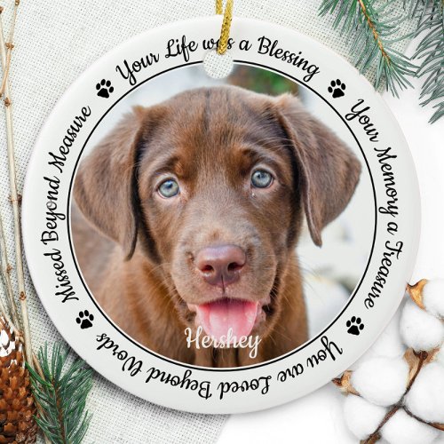Pet Memorial Pet Loss Keepsake Gift Dog Photo Ceramic Ornament