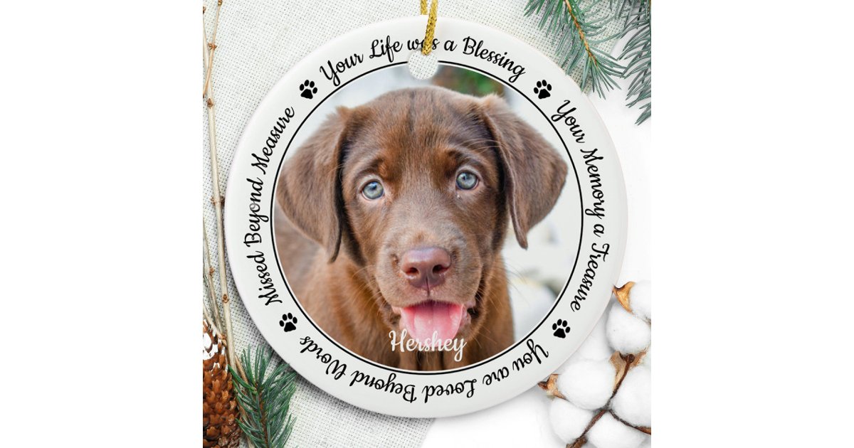 Pet Memorial Pet Loss Keepsake Gift Dog Photo Ceramic Ornament | Zazzle