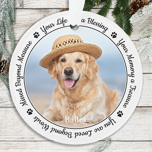 Pet Memorial Pet Loss Keepsake Gift Dog Photo Ornament