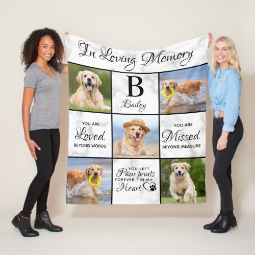 Pet Memorial Pet Loss Keepsake Unique 5 Dog Photo Fleece Blanket