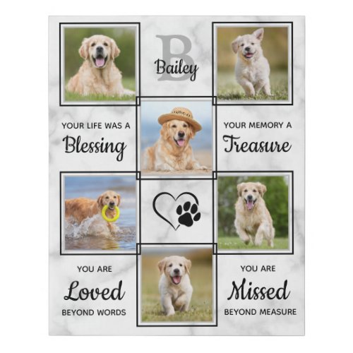 Pet Memorial Pet Loss Keepsake Unique 6 Dog Photo Faux Canvas Print