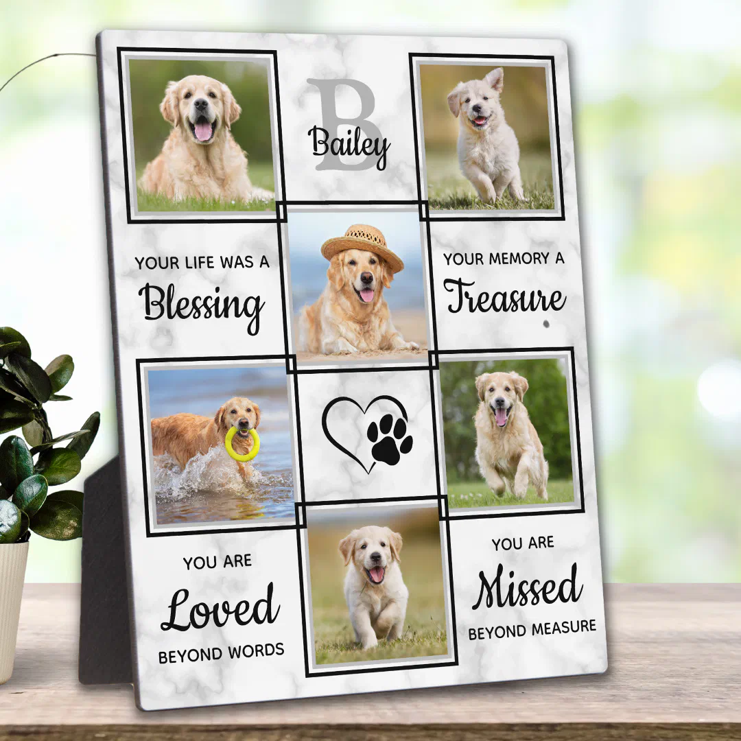 Pet Memorial Pet Loss Keepsake Unique 6 Dog Photo Plaque (Creator Uploaded)