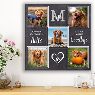 Pet Memorial Pet Loss Personalized 5 Photo Collage Faux Canvas Print