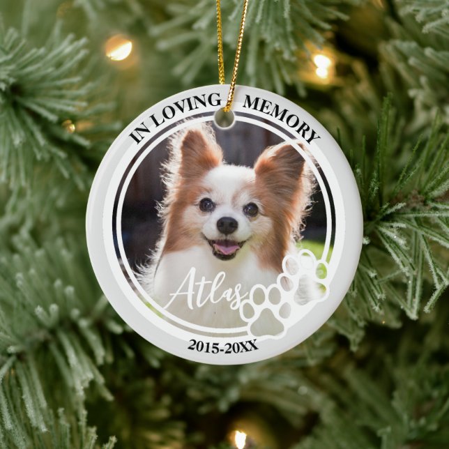 Pet Memorial Pet Loss Personalized Dog Photo Ceramic Ornament (Tree)
