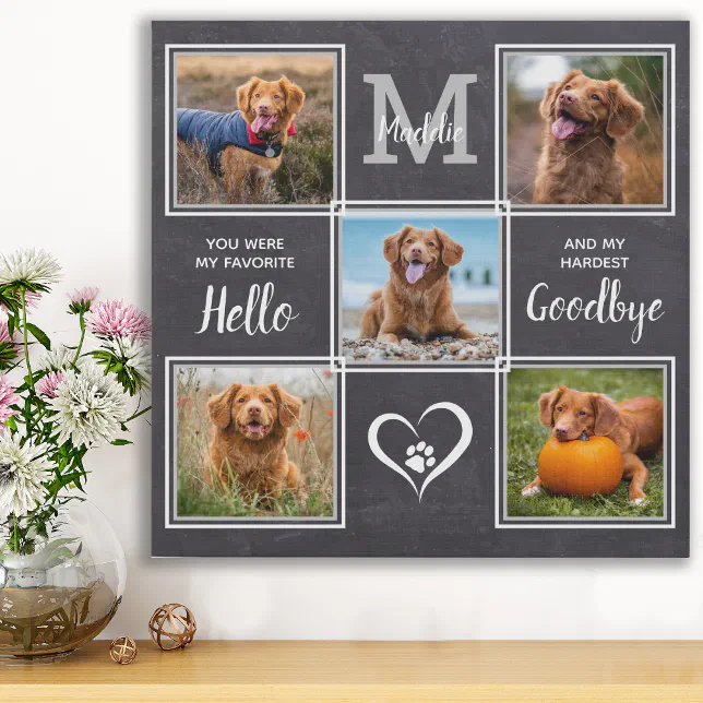 Pet Memorial Pet Loss Personalized Photo Collage Faux Canvas Print | Zazzle