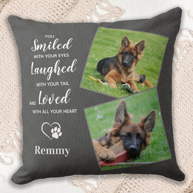 Pet Memorial - Pet Loss Quote Sympathy - Dog Photo Throw Pillow (Creator Uploaded)
