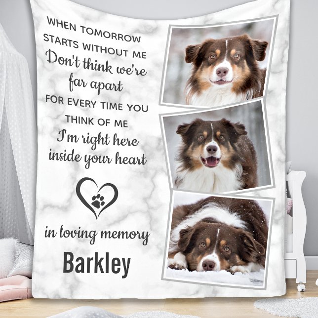 Pet Memorial Pet Loss Remembrance Photo Collage Fleece Blanket (Creator Uploaded)