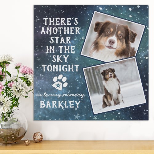 Pet Memorial Pet Loss Sympathy Dog Photo Faux Canvas Print